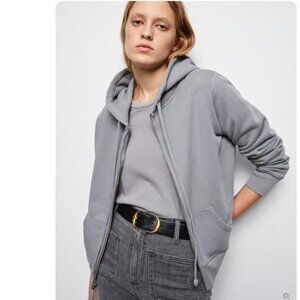 New Nili Lotan Callie Zip Up Hoodie  Sweatshirt  in Cloud Grey Sz L